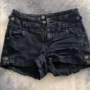 Solid black jean shorts